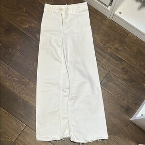 Zara White Marine Straight Wide Leg Jeans